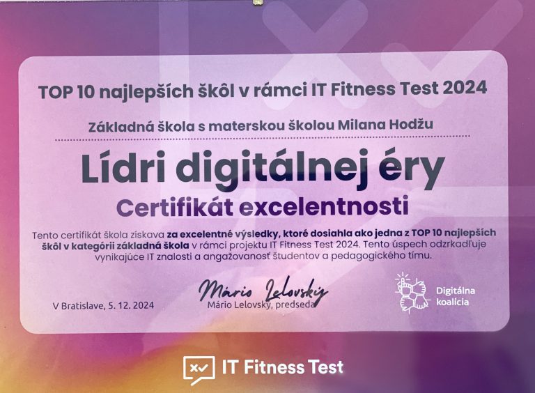 Vynikajúci výsledok v IT Fitness Test 2024