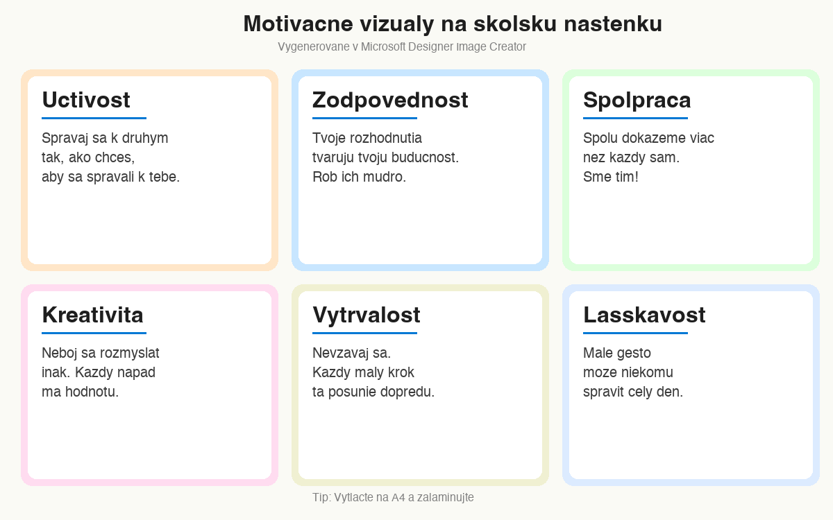 Vizuály na školskú nástenku vygenerované pomocou AI