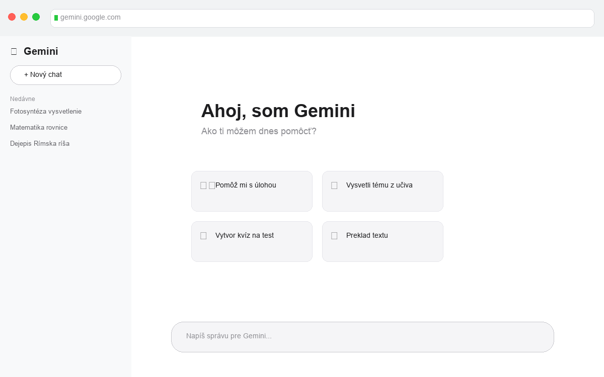 Domovská stránka Google Gemini — gemini.google.com