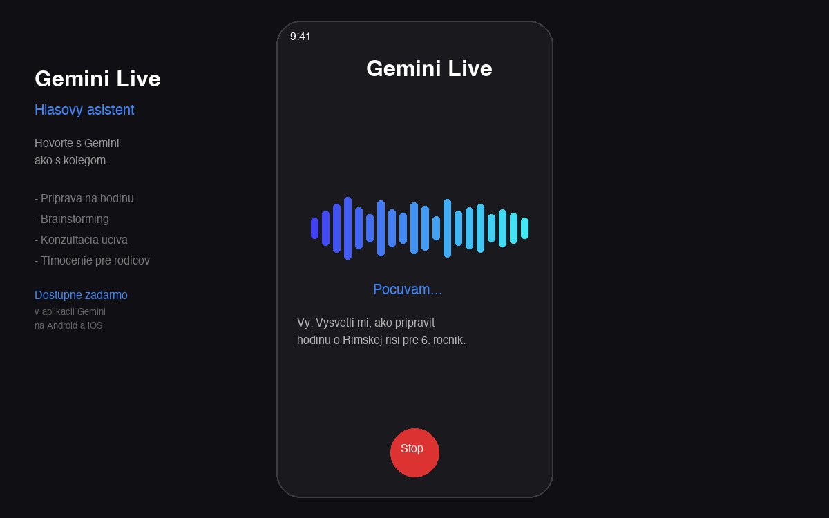 Gemini Live hlasový asistent na mobile