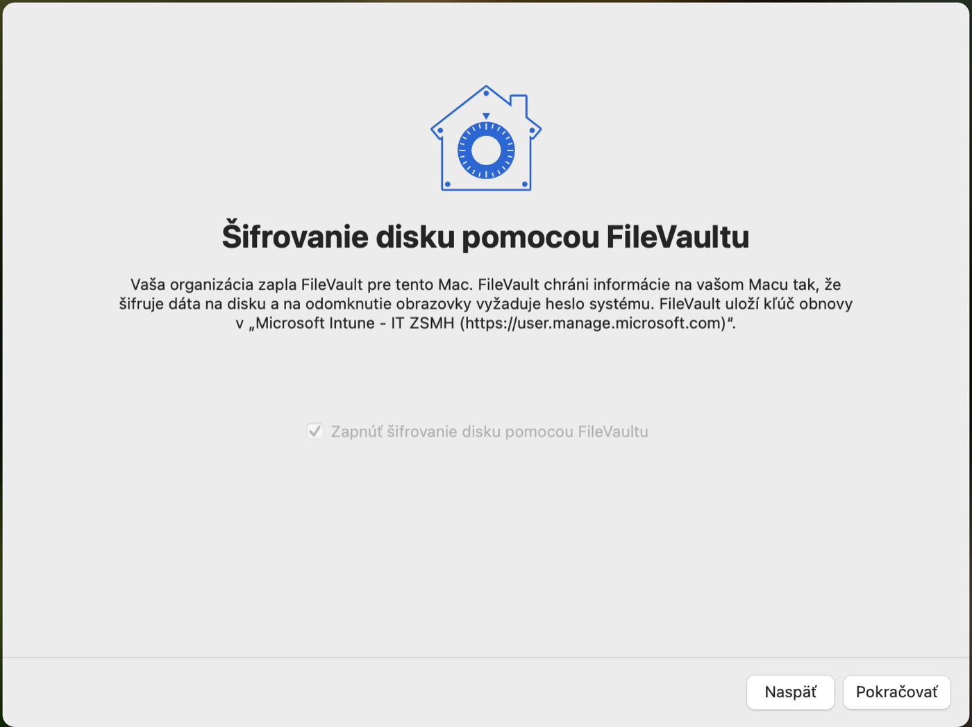 Obrazovka Šifrovanie disku pomocou FileVaultu