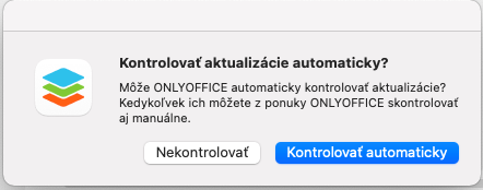 Otázka OnlyOffice na automatické kontrolovanie aktualizácií